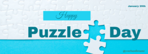 Белый White Illustrative Happy Puzzle Day Facebook Cover Photo Facebook Cover Photo Template