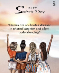 White Illustrative Happy Sister's Day Design Template Instagram Portrait