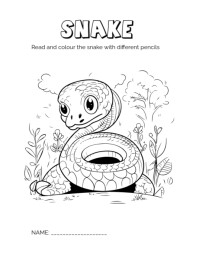White Illustrative Happy Snake Kindergarten Colouring Pages  Flyer (us Letter) template