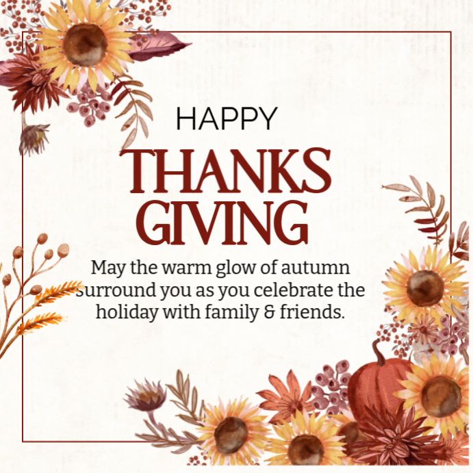 Plantilla de White Illustrative Happy Thanks Giving Instagram Post ...