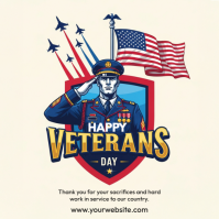 White Illustrative Happy Veterans Day Instagram Post Instagram-Beitrag template