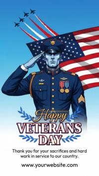 White Illustrative Happy Veterans Day Instagram Story template