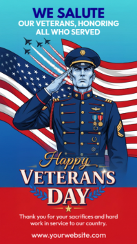 White Illustrative Happy Veterans Day Instagram Story template