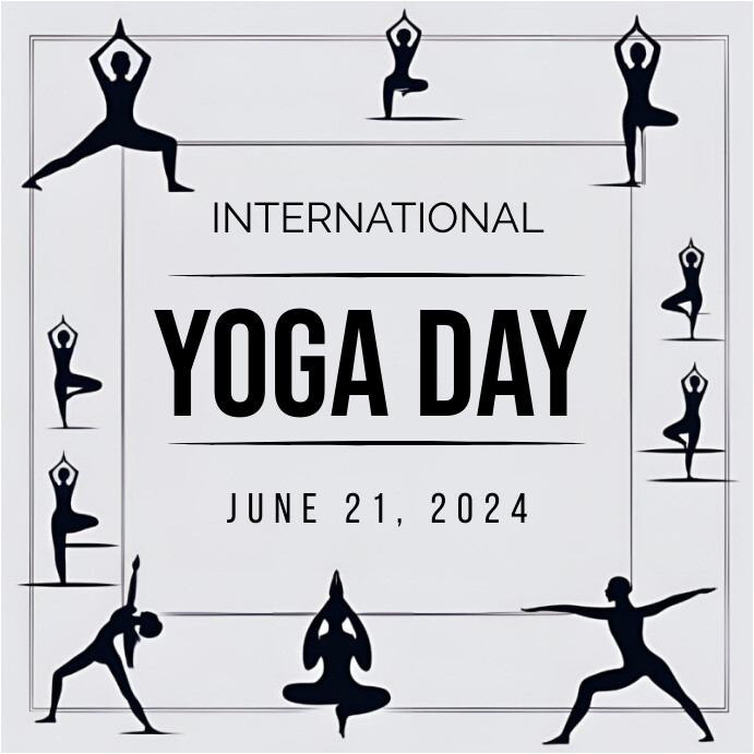 White Illustrative Happy Yoga Day 21th June F Template | PosterMyWall