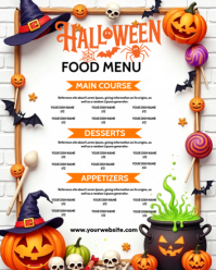 White Illustrative Haunted Dinner Menu Instagram Portrait template