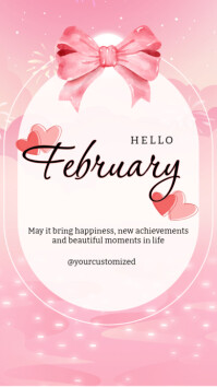 White Illustrative Hello February  Instagram Story template