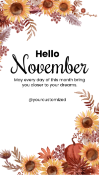 White Illustrative Hello November Instagram Story template