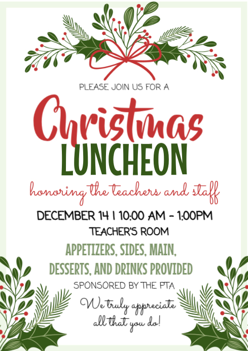 White Illustrative Holiday Christmas Luncheon A4 template