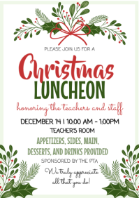White Illustrative Holiday Christmas Luncheon A4 template