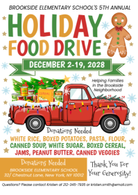 White Illustrative Holiday Food Drive A4 template