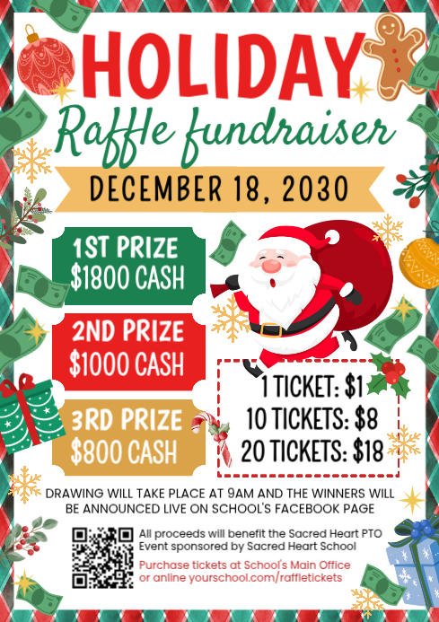 White Illustrative Holiday Raffle Fundraiser A4 Template | PosterMyWall