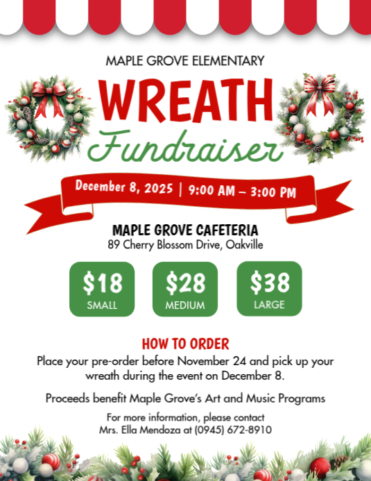 Plantilla de White Illustrative Holiday Wreath Fundraiser Flyer (us ...