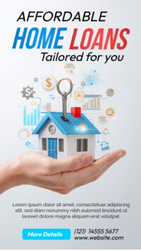 White Illustrative Home Loan Success Template Digital Display (9:16)
