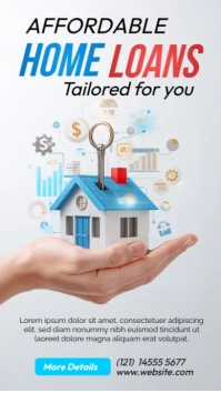 White Illustrative Home Loan Success Template Digital Display (9:16)