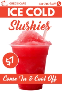 White Illustrative Ice Cold Slush For Sale Poster template