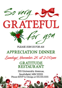 White Illustrative Illustrative Employee Appreciation Christmas Dinner A4 template