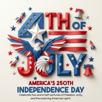 White Illustrative Independence Day Celebration Square สี่เหลี่ยมจัตุรัส (1:1) template