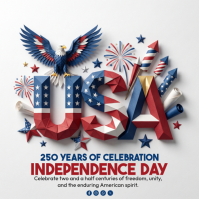White Illustrative Independence Day Celebration Instagram Post Instagram-Beitrag template