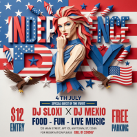 White Illustrative Independence Day Celebration Instagram Post template