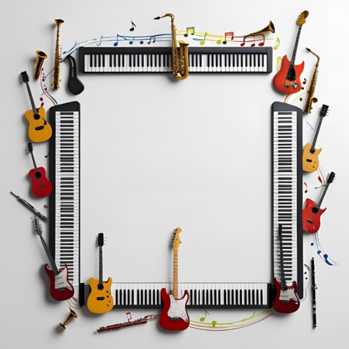 Plantilla de White Illustrative Instrumental Border Frame Instagram ...