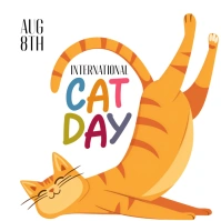 White Illustrative International Cat Day Inst Instagram Post template