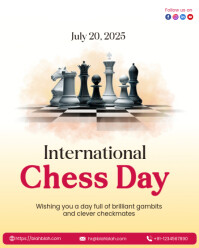White Illustrative International Chess Day Instagram Portrait template