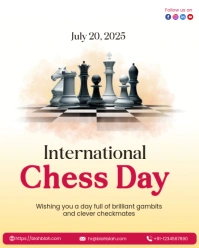 White Illustrative International Chess Day Instagram Portrait template