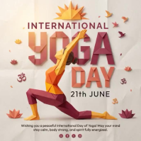 White Illustrative International Day of Yoga Square Video Kvadrat (1:1) template