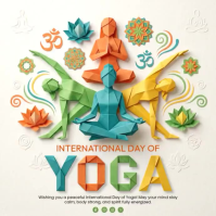 White Illustrative International Day of Yoga Square Video Quadrat (1:1) template