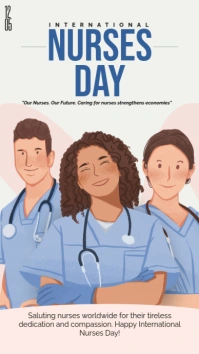 White Illustrative International Nurses Day  Instagram Story template