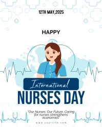 White Illustrative International Nurses Day  Instagram Portrait template