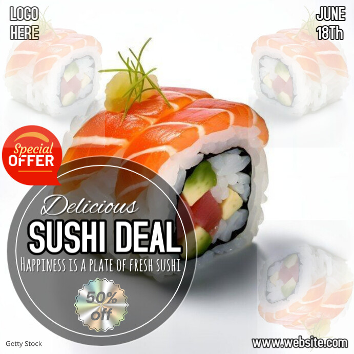 White Illustrative International Sushi Day Design Template  Instagram Post