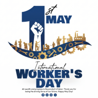 White Illustrative International Worker's Day Square template