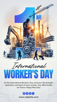 White Illustrative International Workers' Day Instagram Story template