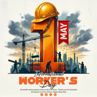 White Illustrative International Workers' Day Square Video template