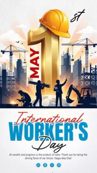White Illustrative International Workers' Day Instagram Story Video template
