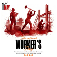 White Illustrative International Workers' Day Square Video Isikwele (1:1) template