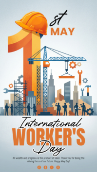 White Illustrative International Workers' Day Instagram Story Instagram-Story template