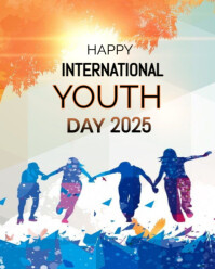 White Illustrative International Youth Day Instagram Portrait template