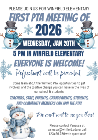 White Illustrative January Pta Meeting Invitation A4 template