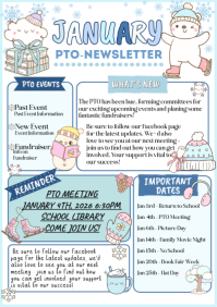 White Illustrative January Pto Newsletter A4 template
