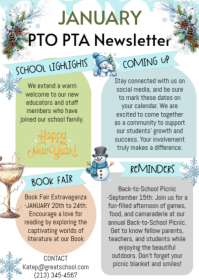White Illustrative January Pto/pta Newsletter  A6 template