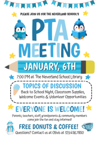 White Illustrative January Winter Pta Meeting  A4 template