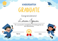 White Illustrative Joyful Kindergarten Certificate Graduate Template A4