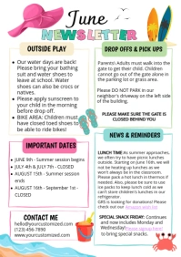 White Illustrative June Newsletter A4 template