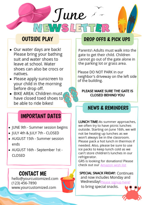 June Newsletter Examples White Illustrative June Newsletter A4 Template | PosterMyWall
