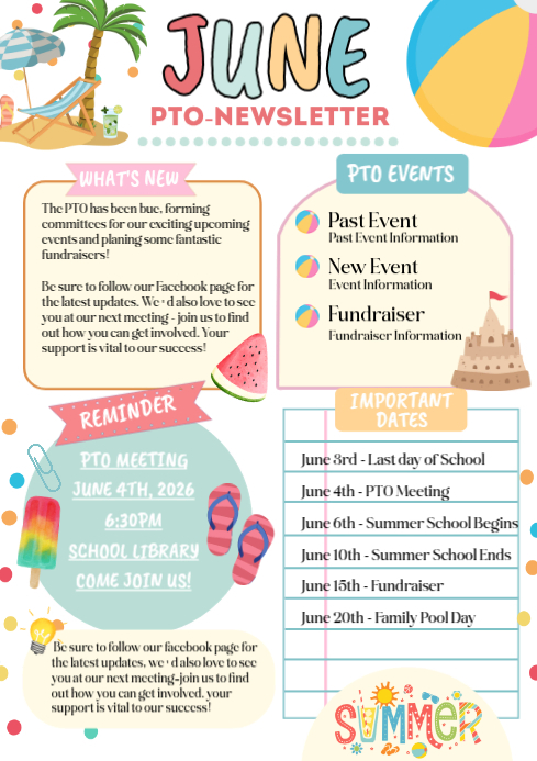 White Pto Newsletter A4 Template | PosterMyWall