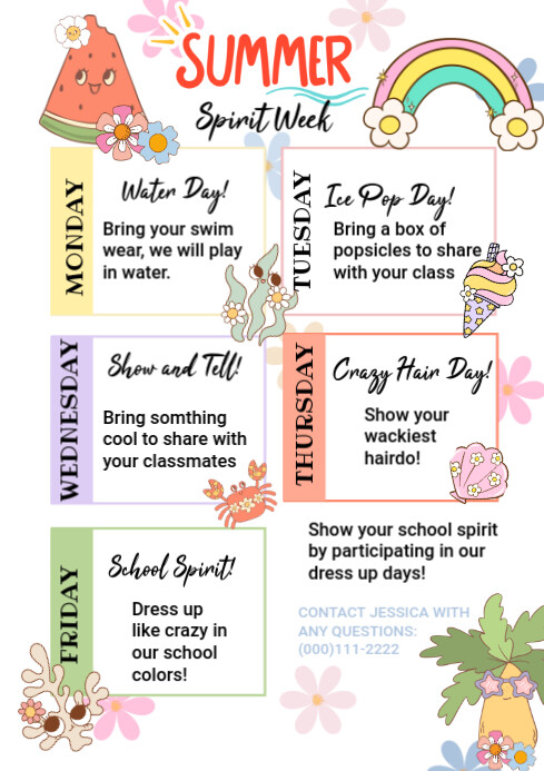Copy of White Illustrative June Spirit Week A4 | PosterMyWall