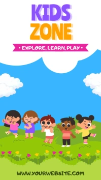 White Illustrative Kids Zone Instagram Story template