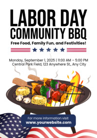 White Labor Day BBQ A4 Template